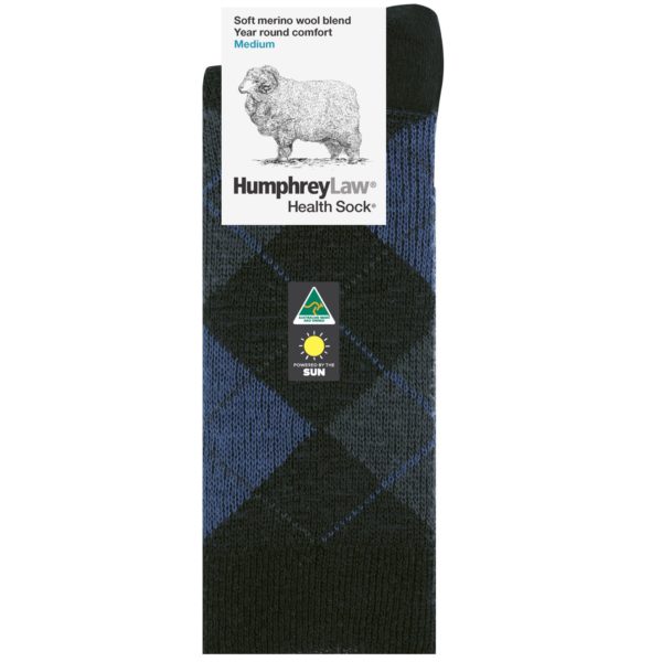 Wool/Polyester Argyle Patterned Men’s Health Sock® (Style 62C)