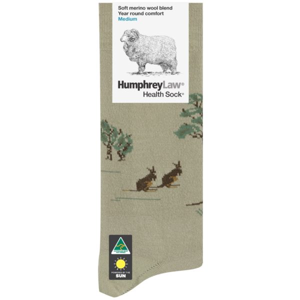 60% Fine Merino Wool Tourist Health Sock® – Kangaroo Pattern (Style 85C)