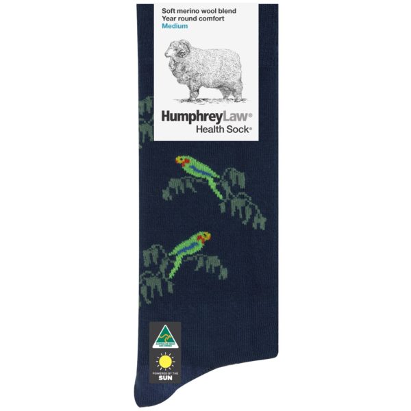 60% Fine Merino Wool Tourist Health Sock® – Parrot Pattern (Style 85C)